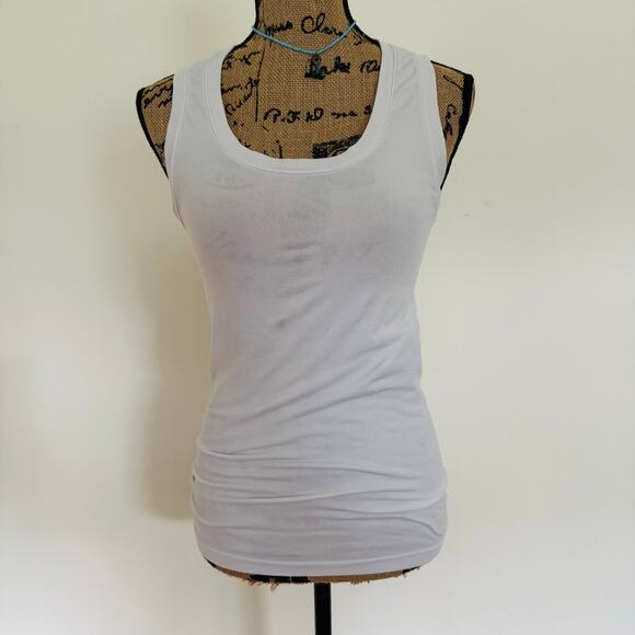 Banana Republic Womens White Muscle Wife Beater Fitted Stretch Tank Top Sz Small - Picture 2 of 5